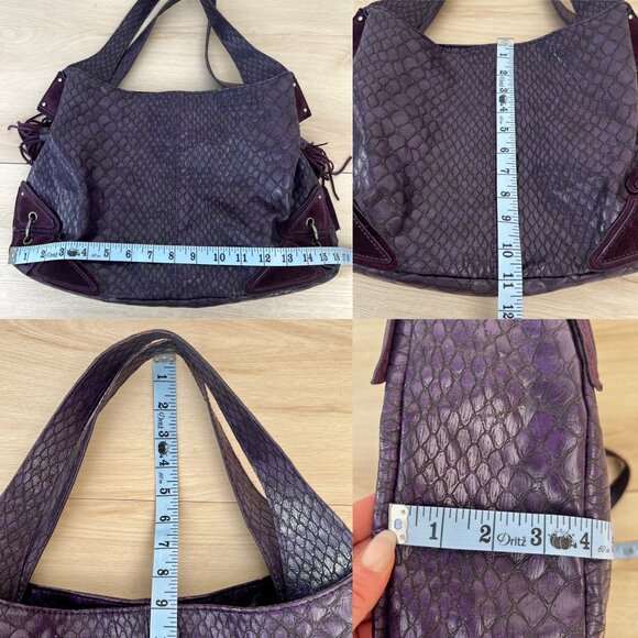 Jessica Simpson (2011) Croc Embossed Satchel Purple Faux Leather Shoulder Bag - Picture 15 of 16